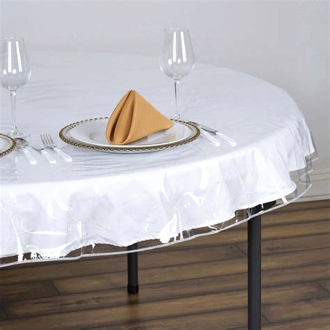 70" Clear 10 Mil Thick Eco-friendly Vinyl Waterproof Tablecloth PVC ...