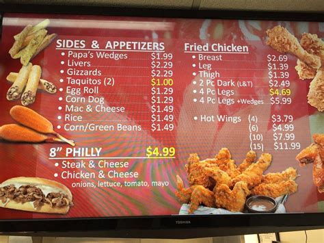 Menu at Papa's Kitchen fast food, Winston-Salem