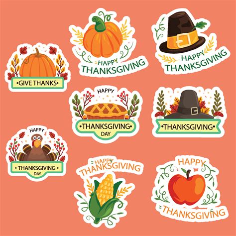 Happy thanksgiving stickers cartoon turkey 12966987 Vector Art at Vecteezy