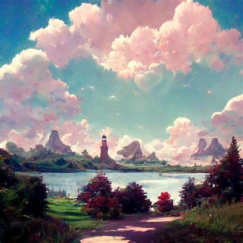 Premium AI Image | Anime Style Landscape Art