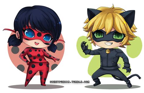 Chibi Ladybug and Cat Noir! ~ by MoonlightTheWolf on DeviantArt