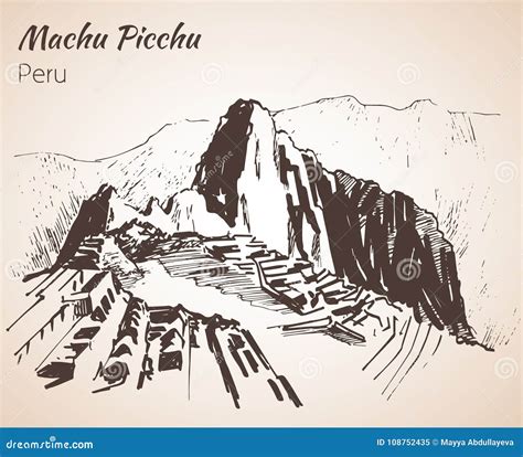 Ruin of Ancient Civilization Machu Picchu. Peru, Sketch Stock Vector - Illustration of lost ...