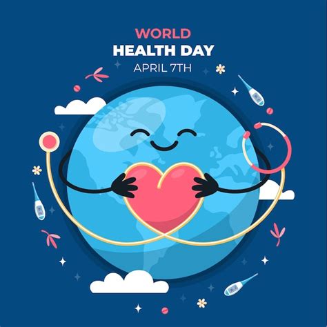 Premium Vector | World health day illustration with heart, stethoscope ...