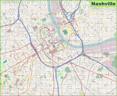 Large Detailed Map Of Nashville for Printable Map Of Nashville Tn ...