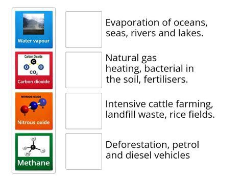 Sources of Key Greenhouse Gases - Match up