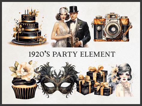 1920s Party Element Clipart Bundle Graphic by busydaydesign · Creative Fabrica