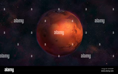 Planet Mars from space with a view of Tharsis Montes Stock Photo - Alamy