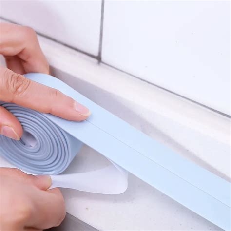 1 Roll PVC Home Bathtub Wall Sealing Strip Self Adhesive tape Kitchen Sink Basin Edge Sealing ...