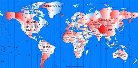 Time Zone World Map Printable Web Standard Time Zones Of The World 11 10 9 8 7 6 534 210 1:00 2: ...