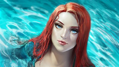 3508x1973 / DC Comics, Red Hair, Long Hair, Green Eyes, Mera (DC Comics ...