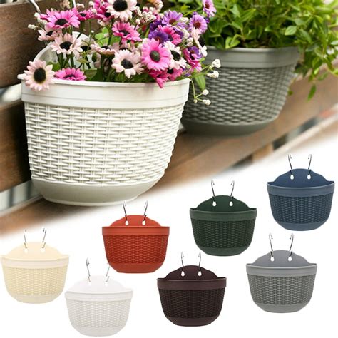 Visland Wall and Railing Hanging Planters , Plastic Pots, Indoor and ...