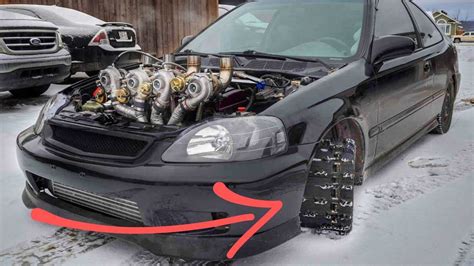 Bonkers Honda Civic Goes Anywhere With Four Turbos and Tank Tracks ...