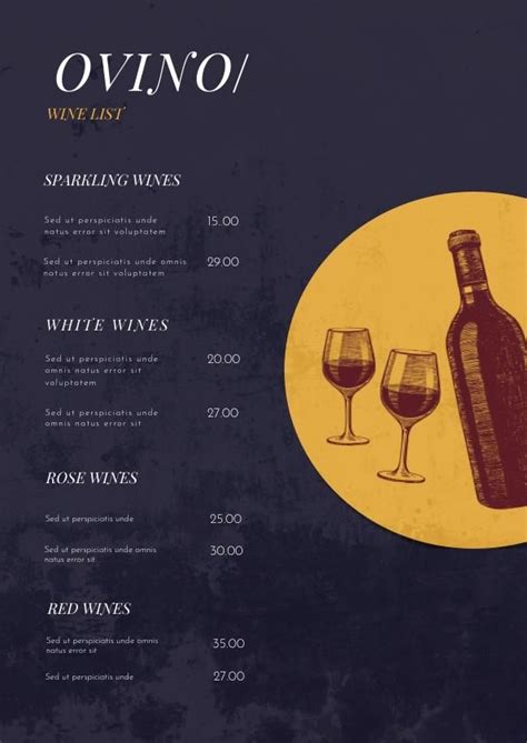 Wine Bar Menu Template