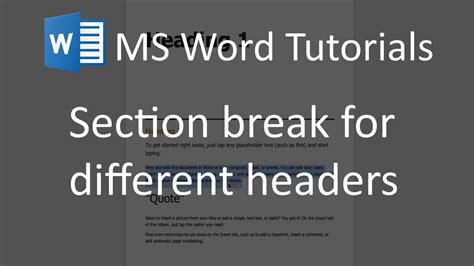 How to use different headers and footers in a MS word document - YouTube