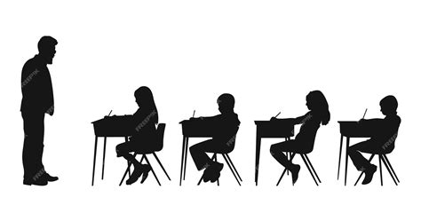 Premium Vector | Silhouette of classroom with teacher and students ...