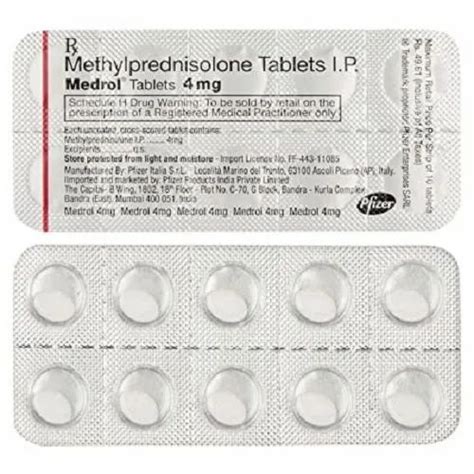 Medrol Methylprednisolone Tablet 4 Mg at Rs 45/strip ...