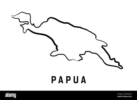 Papua island map in Indonesia. Simple outline. Vector hand drawn simplified style map Stock ...