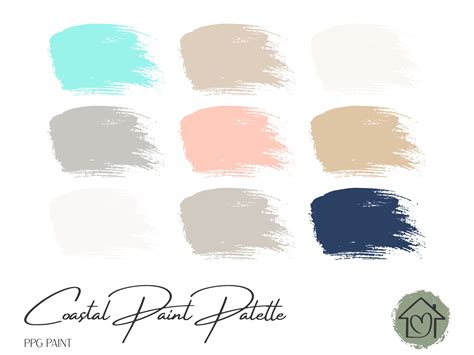 Coastal PPG Paint Palette Paint Color Schemes for Interiors Paint Color Palette Paint Color ...