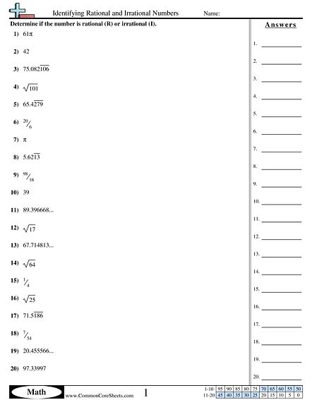 Rational Vs Irrational Numbers Worksheets | Rational numbers, Irrational numbers, Number worksheets