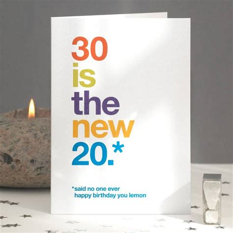 '30 Is The New 20' Funny 30th Birthday Card By Wordplay Design | 30th birthday cards, 30th ...