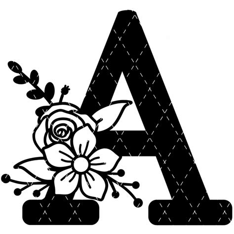 Letter A Floral Monogram SVG