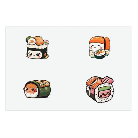 Cute Sushi Sticker Sheet Laptop Stickers Scrapbook Stickers Asian Food Stickers Cute Sushi Gift ...