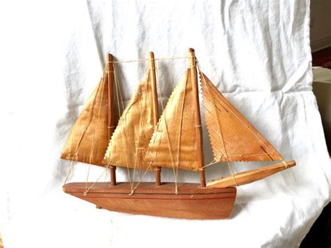 Vintage Sailing Ship birch bark model boat Nautical Theme Vintage ...