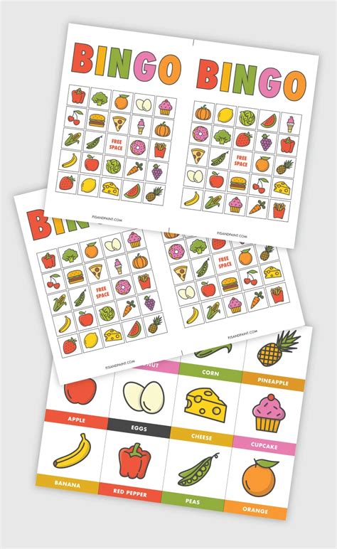 Free Printable Bingo for Kids - Food Themed - Pjs and Paint