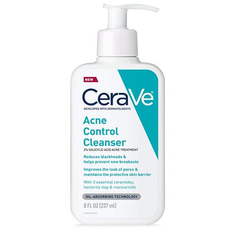 CeraVe Face Wash Acne Treatment | 2% Salicylic Acid Cleanser with ...