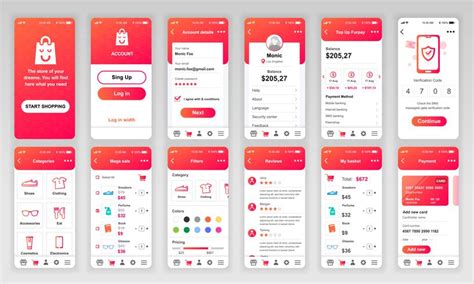 Mobile App Ui Ux Design Templates : Set of UI, UX, GUI screens Banking ...