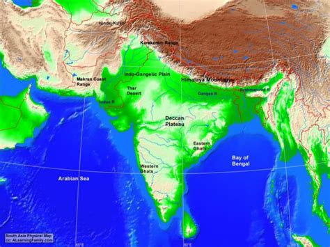 South Asia Physical Map - A Learning Family