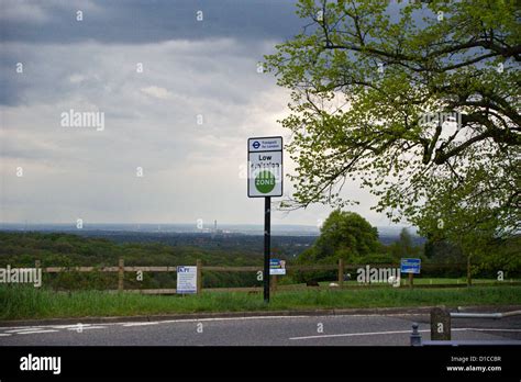 London Transport low emission zone warning sign, Hainault, Essex, England Stock Photo - Alamy