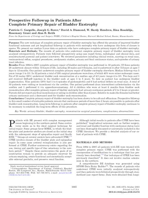 (PDF) Prospective Followup in Patients After Complete Primary Repair of ...