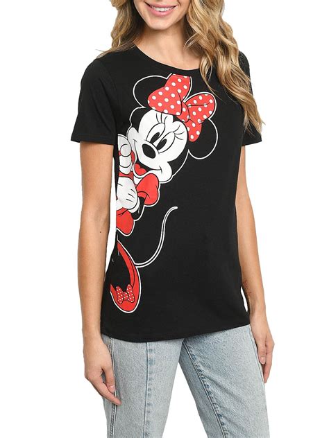 Disney Women's Minnie Mouse T-Shirt Leaning Short Sleeve Black ...