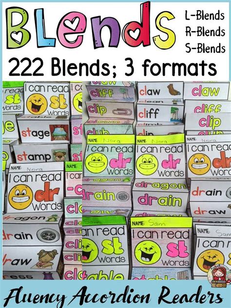 Build reading fluency of 222 BLENDS with this innovative pack of fluency reader strips/accordion ...