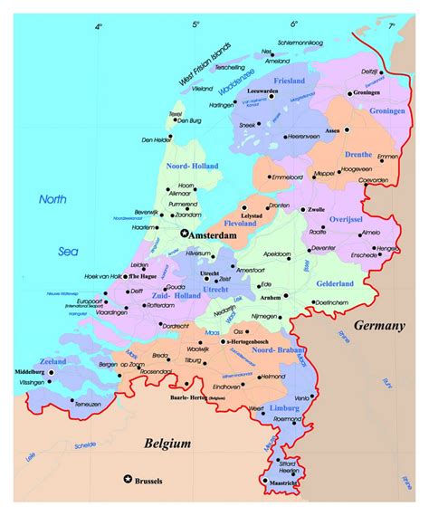 Detailed political and administrative map of Netherlands (Holland) with ...