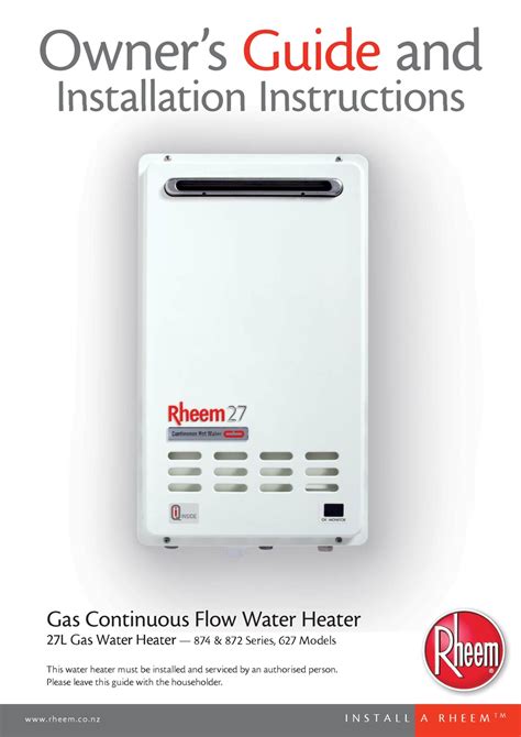 RHEEM 874 OWNER'S MANUAL AND INSTALLATION INSTRUCTIONS Pdf Download ...