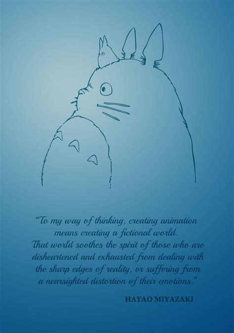 a blue background with an image of a cat and a quote from the movie totoro