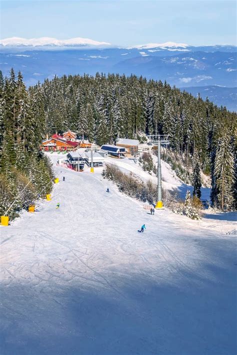 Ski Slope in Bansko, Bulgaria and Skiers Stock Image - Image of skiing ...