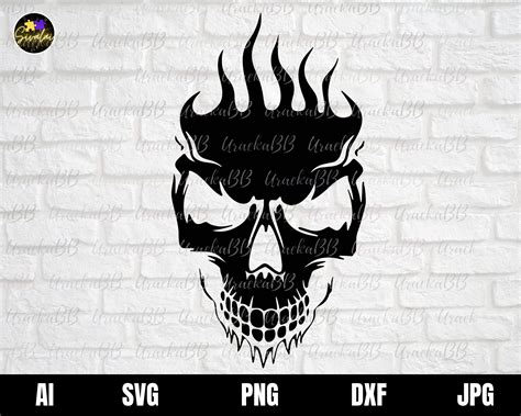 Skull SVG Skull on Fire Flaming Skull Silhouette Flaming | Etsy