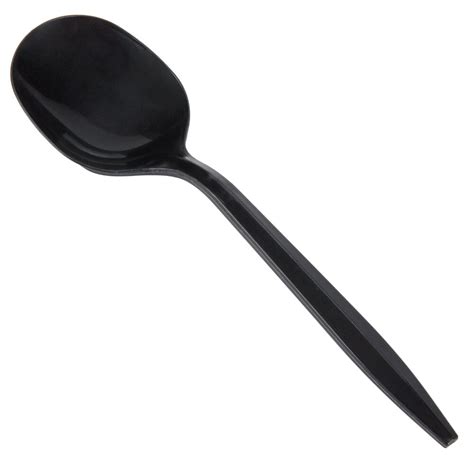 Choice Medium Weight Black Plastic Soup Spoon - 1000/Case