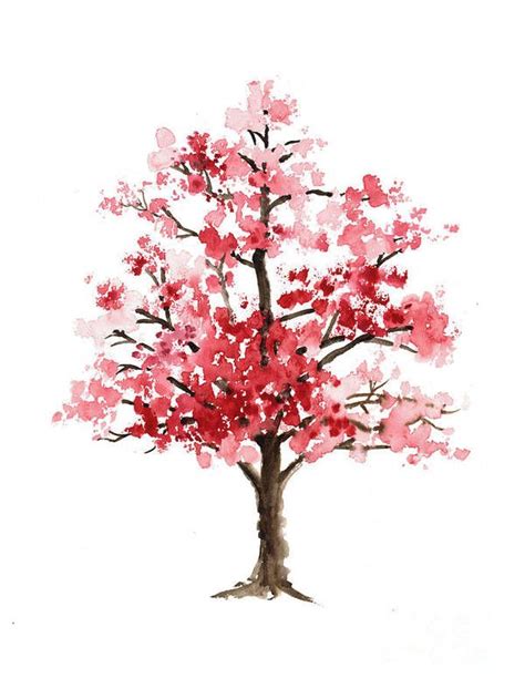 Cherry blossom tree minimalist watercolor painting Art Print by Joanna ...