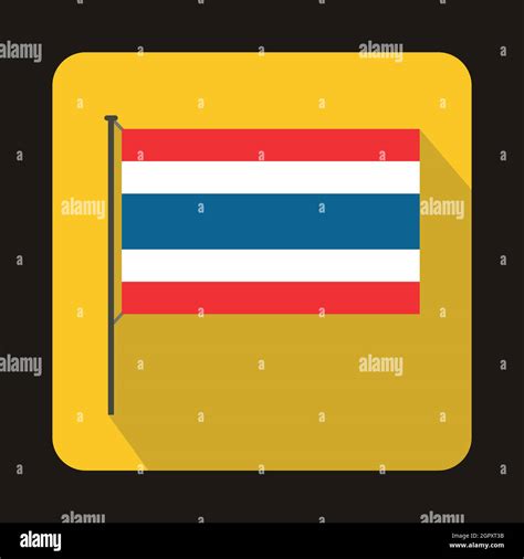 Flag of Thailand with flag pole icon, flat style Stock Vector Image & Art - Alamy