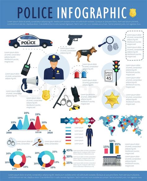 Police infographic template design. Crime, law and justice symbols with ...