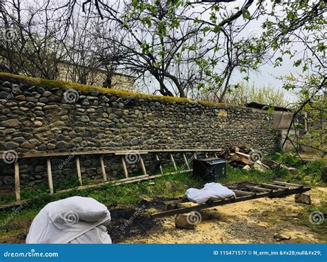 Old stone wall garden stock image. Image of wall, green - 115471577