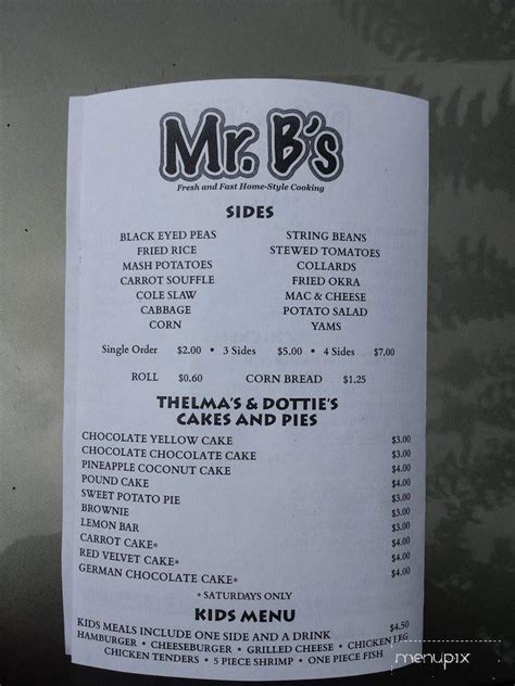 Menu of Mr. B's in Chester, VA 23831