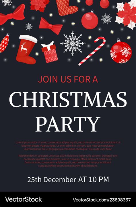 Christmas party join us poster with text sample Vector Image