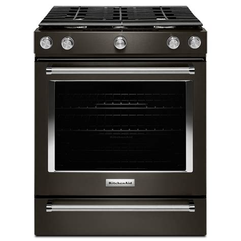 KitchenAid 5.8 cu. ft. Slide-In Gas Range in Black Stainless-KSGG700EBS - The Home Depot