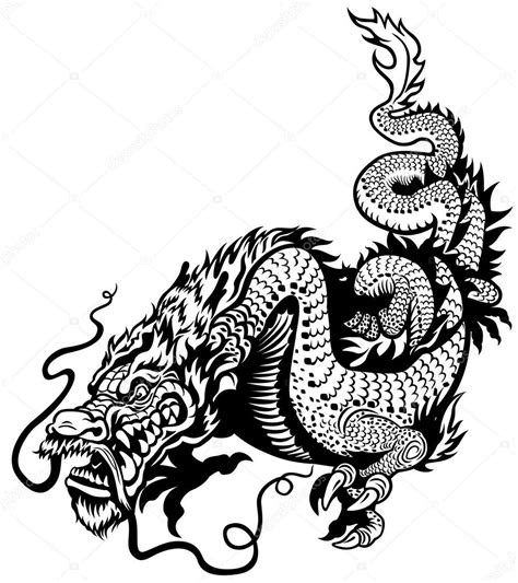 Chinese dragon black white Stock Vector Image by ©insima #35498599