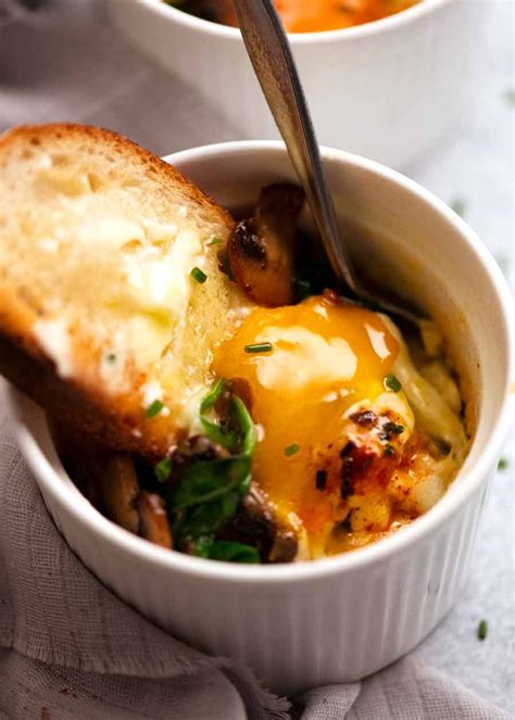 Shirred Eggs (Baked Eggs with Spinach & Mushrooms) | RecipeTin Eats